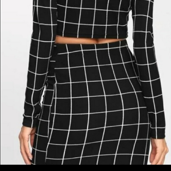 Women's Long sleeve crop top pencil midi skirt set - Picture 8 of 9